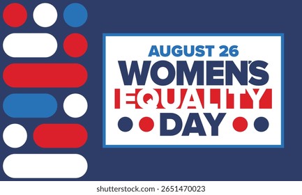 Women's Equality Day in United States. Female holiday, celebrated annually in August 26. Women right history month. Feminism concept. Poster, greeting card, banner and background. Vector illustration