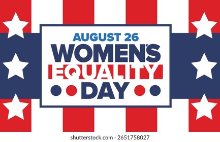 Women's Equality Day in United States. Female holiday, celebrated annually in August 26. Women right history month. Feminism concept. Poster, greeting card, banner and background. Vector illustration