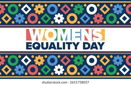 Women's Equality Day in United States. Female holiday, celebrated annually in August 26. Women right history month. Feminism concept. Poster, greeting card, banner and background. Vector illustration