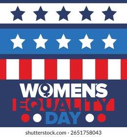 Women's Equality Day in United States. Female holiday, celebrated annually in August 26. Women right history month. Feminism concept. Poster, greeting card, banner and background. Vector illustration