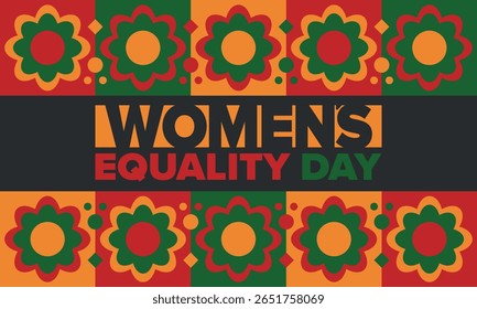 Dia da Igualdade das Mulheres nos Estados Unidos. Férias femininas, celebradas anualmente em 26 de agosto. Mês da história das mulheres. Conceito de feminismo. Cartaz, cartão de saudação, faixa e fundo. Ilustração vetorial
