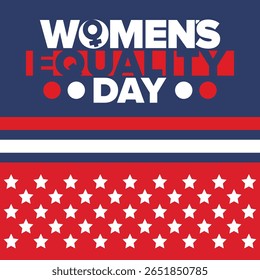 Dia da Igualdade das Mulheres nos Estados Unidos. Férias femininas, celebradas anualmente em 26 de agosto. Mês da história das mulheres. Conceito de feminismo. Cartaz, cartão de saudação, faixa e fundo. Ilustração vetorial