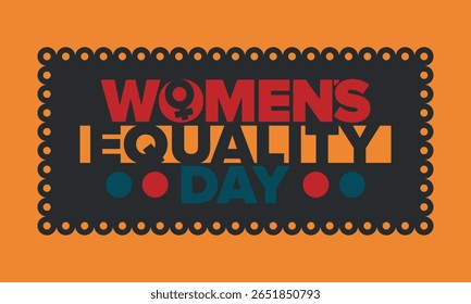 Women's Equality Day in United States. Female holiday, celebrated annually in August 26. Women right history month. Feminism concept. Poster, greeting card, banner and background. Vector illustration