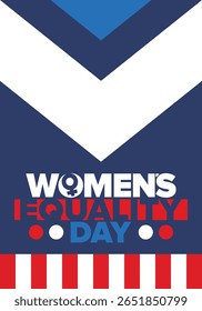 Women's Equality Day in United States. Female holiday, celebrated annually in August 26. Women right history month. Feminism concept. Poster, greeting card, banner and background. Vector illustration