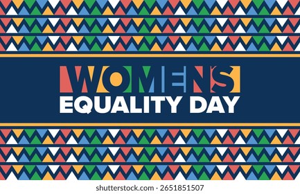Women's Equality Day in United States. Female holiday, celebrated annually in August 26. Women right history month. Feminism concept. Poster, greeting card, banner and background. Vector illustration
