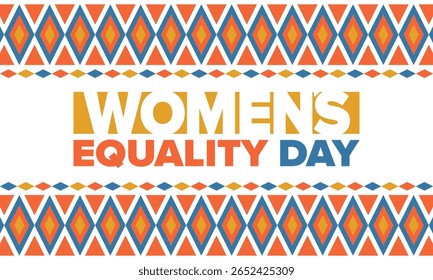 Women's Equality Day in United States. Female holiday, celebrated annually in August 26. Women right history month. Feminism concept. Poster, greeting card, banner and background. Vector illustration