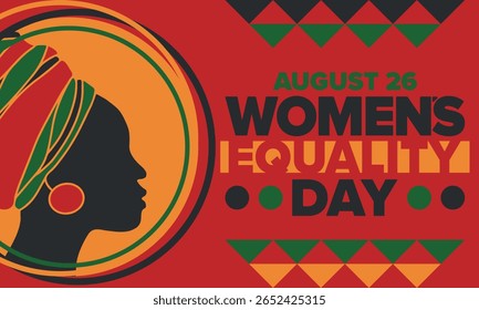 Women's Equality Day in United States. Female holiday, celebrated annually in August 26. Women right history month. Feminism concept. Poster, greeting card, banner and background. Vector illustration