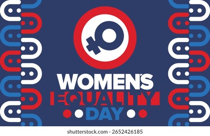 Women's Equality Day in United States. Female holiday, celebrated annually in August 26. Women right history month. Feminism concept. Poster, greeting card, banner and background. Vector illustration