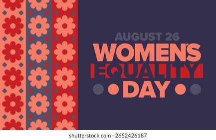 Women's Equality Day in United States. Female holiday, celebrated annually in August 26. Women right history month. Feminism concept. Poster, greeting card, banner and background. Vector illustration