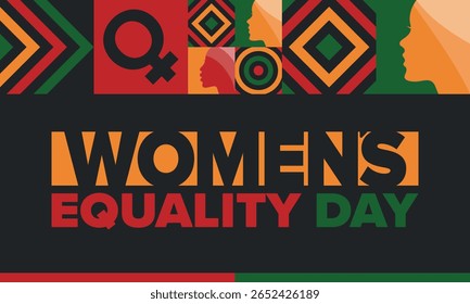Women's Equality Day in United States. Female holiday, celebrated annually in August 26. Women right history month. Feminism concept. Poster, greeting card, banner and background. Vector illustration