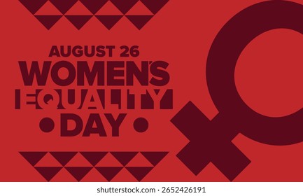 Women's Equality Day in United States. Female holiday, celebrated annually in August 26. Women right history month. Feminism concept. Poster, greeting card, banner and background. Vector illustration