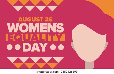 Women's Equality Day in United States. Female holiday, celebrated annually in August 26. Women right history month. Feminism concept. Poster, greeting card, banner and background. Vector illustration