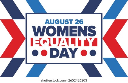 Women's Equality Day in United States. Female holiday, celebrated annually in August 26. Women right history month. Feminism concept. Poster, greeting card, banner and background. Vector illustration
