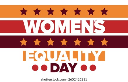 Dia da Igualdade das Mulheres nos Estados Unidos. Férias femininas, celebradas anualmente em 26 de agosto. Mês da história das mulheres. Conceito de feminismo. Cartaz, cartão de saudação, faixa e fundo. Ilustração vetorial
