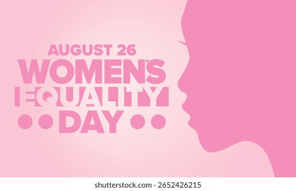 Women's Equality Day in United States. Female holiday, celebrated annually in August 26. Women right history month. Feminism concept. Poster, greeting card, banner and background. Vector illustration