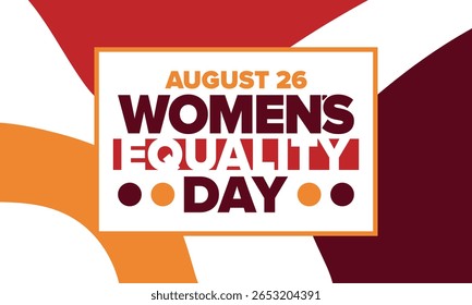 Dia da Igualdade das Mulheres nos Estados Unidos. Férias femininas, celebradas anualmente em 26 de agosto. Mês da história das mulheres. Conceito de feminismo. Cartaz, cartão de saudação, faixa e fundo. Ilustração vetorial