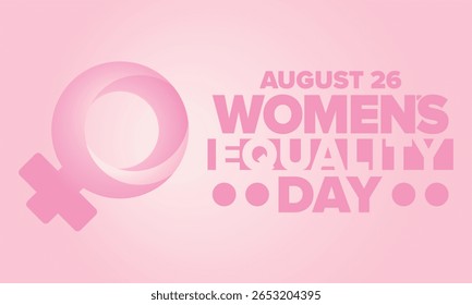 Dia da Igualdade das Mulheres nos Estados Unidos. Férias femininas, celebradas anualmente em 26 de agosto. Mês da história das mulheres. Conceito de feminismo. Cartaz, cartão de saudação, faixa e fundo. Ilustração vetorial
