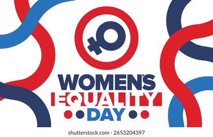 Dia da Igualdade das Mulheres nos Estados Unidos. Férias femininas, celebradas anualmente em 26 de agosto. Mês da história das mulheres. Conceito de feminismo. Cartaz, cartão de saudação, faixa e fundo. Ilustração vetorial