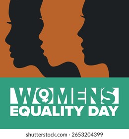 Dia da Igualdade das Mulheres nos Estados Unidos. Férias femininas, celebradas anualmente em 26 de agosto. Mês da história das mulheres. Conceito de feminismo. Cartaz, cartão de saudação, faixa e fundo. Ilustração vetorial