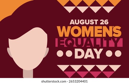 Dia da Igualdade das Mulheres nos Estados Unidos. Férias femininas, celebradas anualmente em 26 de agosto. Mês da história das mulheres. Conceito de feminismo. Cartaz, cartão de saudação, faixa e fundo. Ilustração vetorial