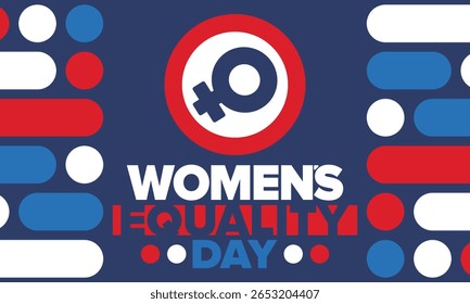 Dia da Igualdade das Mulheres nos Estados Unidos. Férias femininas, celebradas anualmente em 26 de agosto. Mês da história das mulheres. Conceito de feminismo. Cartaz, cartão de saudação, faixa e fundo. Ilustração vetorial