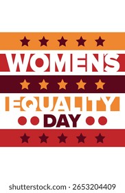 Dia da Igualdade das Mulheres nos Estados Unidos. Férias femininas, celebradas anualmente em 26 de agosto. Mês da história das mulheres. Conceito de feminismo. Cartaz, cartão de saudação, faixa e fundo. Ilustração vetorial