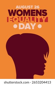 Dia da Igualdade das Mulheres nos Estados Unidos. Férias femininas, celebradas anualmente em 26 de agosto. Mês da história das mulheres. Conceito de feminismo. Cartaz, cartão de saudação, faixa e fundo. Ilustração vetorial