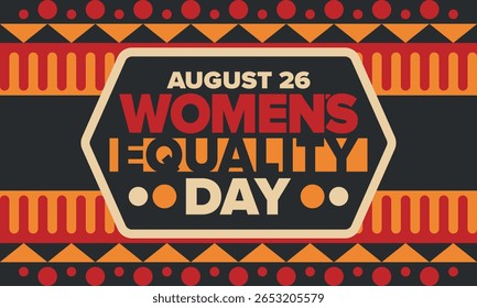Dia da Igualdade das Mulheres nos Estados Unidos. Férias femininas, celebradas anualmente em 26 de agosto. Mês da história das mulheres. Conceito de feminismo. Cartaz, cartão de saudação, faixa e fundo. Ilustração vetorial