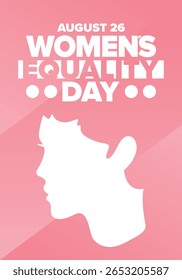 Dia da Igualdade das Mulheres nos Estados Unidos. Férias femininas, celebradas anualmente em 26 de agosto. Mês da história das mulheres. Conceito de feminismo. Cartaz, cartão de saudação, faixa e fundo. Ilustração vetorial