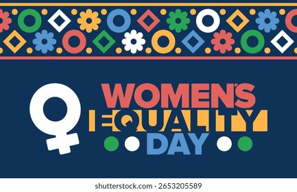 Dia da Igualdade das Mulheres nos Estados Unidos. Férias femininas, celebradas anualmente em 26 de agosto. Mês da história das mulheres. Conceito de feminismo. Cartaz, cartão de saudação, faixa e fundo. Ilustração vetorial