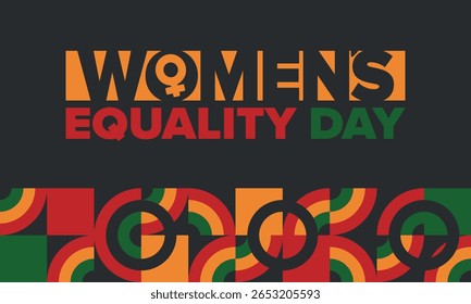 Dia da Igualdade das Mulheres nos Estados Unidos. Férias femininas, celebradas anualmente em 26 de agosto. Mês da história das mulheres. Conceito de feminismo. Cartaz, cartão de saudação, faixa e fundo. Ilustração vetorial