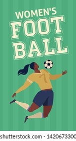 Womens European Football, Soccer Player Flat Vector Illustration.