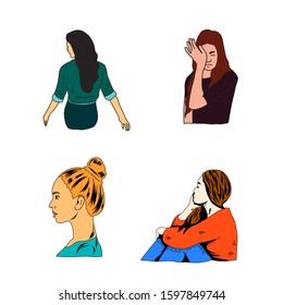 women's expressions and gestures vector