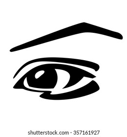 Women's eye. Simple lines. Sketch.