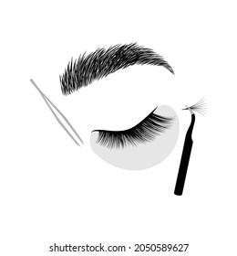 Women's eyelash extension process icon