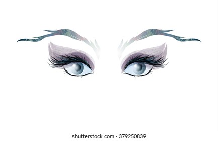
Women's eyes and eyebrows, eyelashes, abstraction, vector