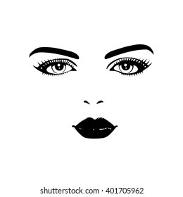 Womens Eyes Lips Sketch Black White Stock Vector (Royalty Free ...