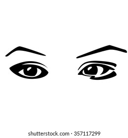 Women's eyes. Simple lines. Sketch.