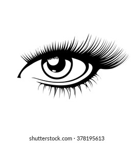 Women's eyes. Simple lines. Sketch.