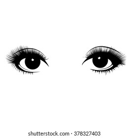 Women's eyes. Simple lines. Sketch.