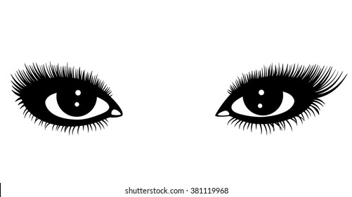 Women's eyes. Simple lines. Sketch.