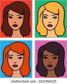 Women's faces of different colors