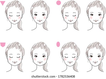 women's faces illustration by shape of the face