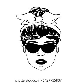 Womens Faces Messy Bun Bandana