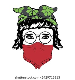 Womens Faces Messy Bun Bandana