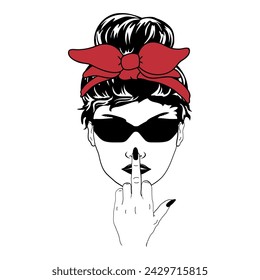 Womens Faces Messy Bun Bandana