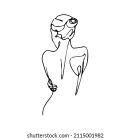 Caras femeninas con estilo de arte de una línea con flores y hojas. Arte de línea continuo con estilo minimalista para impresiones, tatuajes, afiches, textiles, etc. Hermosa cara femenina de moda Ilustración vectorial
