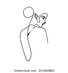 FrauenGesichter in einer Linie Kunststil mit Blumen und Blättern.Kontinuierliche Linie Kunst in minimalistischer Art für Drucke, Tattoos, Plakate, Textilien usw. Schöne weibliche Mode Gesicht Vektorgrafik