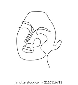 186 Women's faces in one line art style with flowers and leaves Images ...