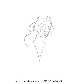 Women's faces in one line art style on white isolated background. Line art in elegant style for prints, tattoos, posters, textile, cards etc. Beautiful women face Vector illustration.